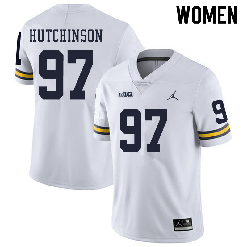 Women #97 Aidan Hutchinson Michigan Wolverines College Football Jerseys Sale-White